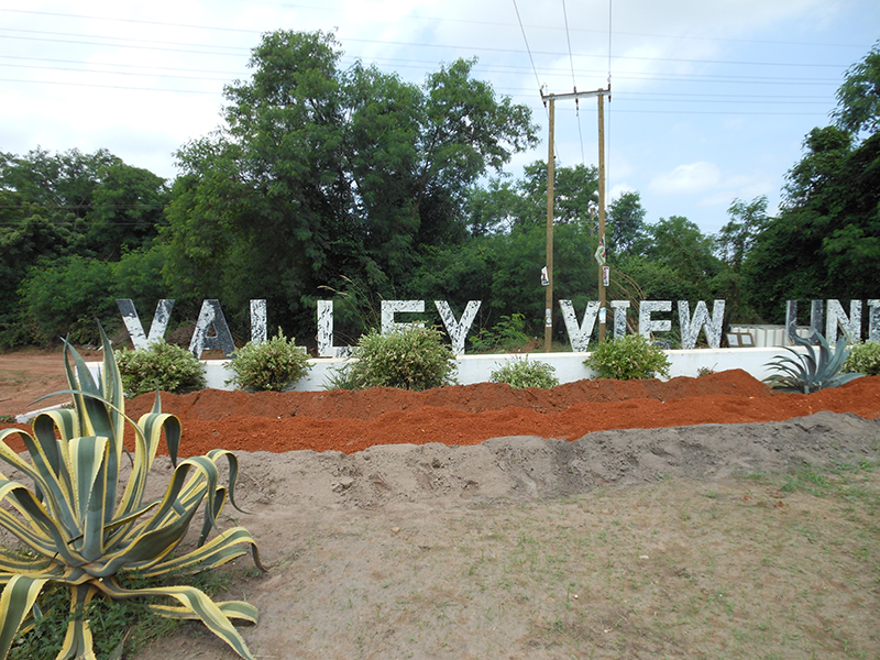 Newly landscaped front entrance of Valley View University, Oyibi, Ghana.