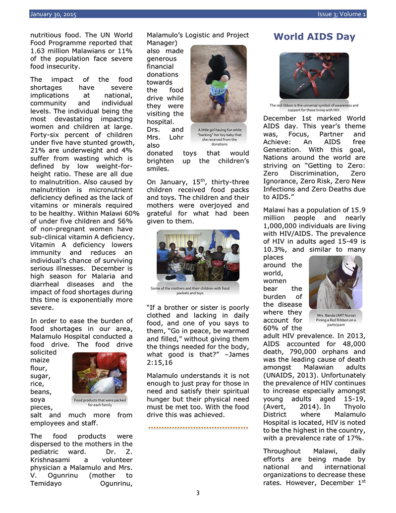 Malamulo Hospital Quarterly Newsletter