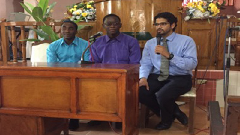 (L-R) Dr. Telfort, Jonathan Auguste (Translator), & Dr. Alex Coutsoumpos