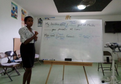 teacher teaching English