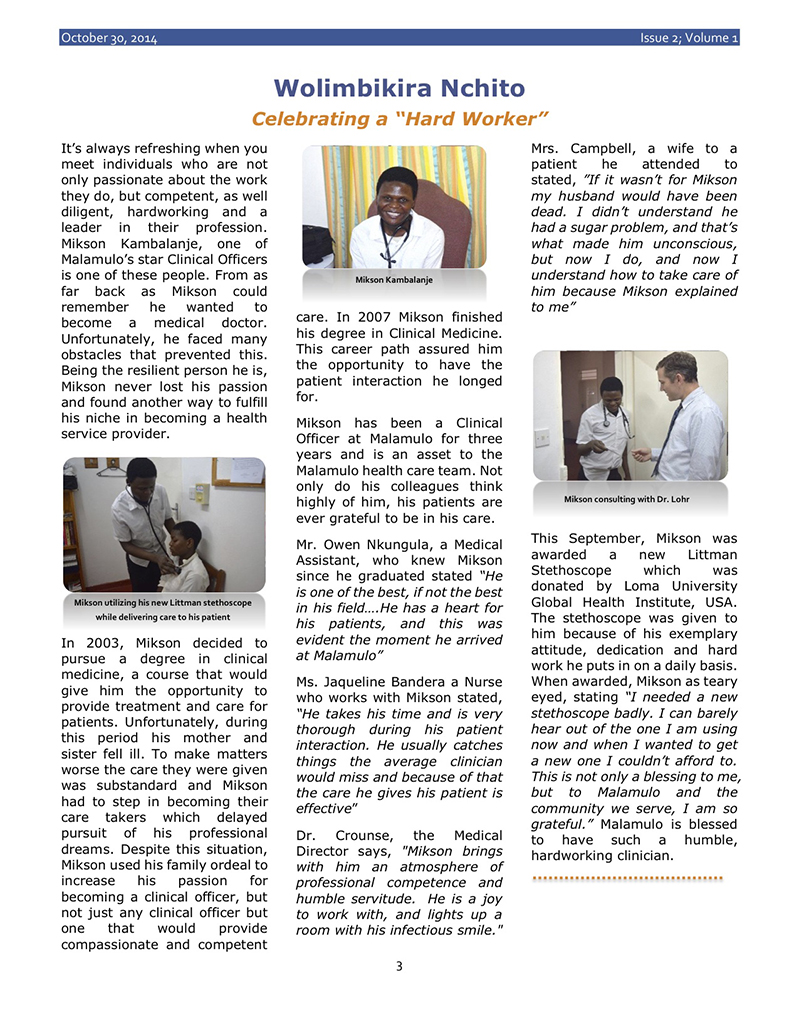 Malamulo Hospital Quarterly Newsletter p3