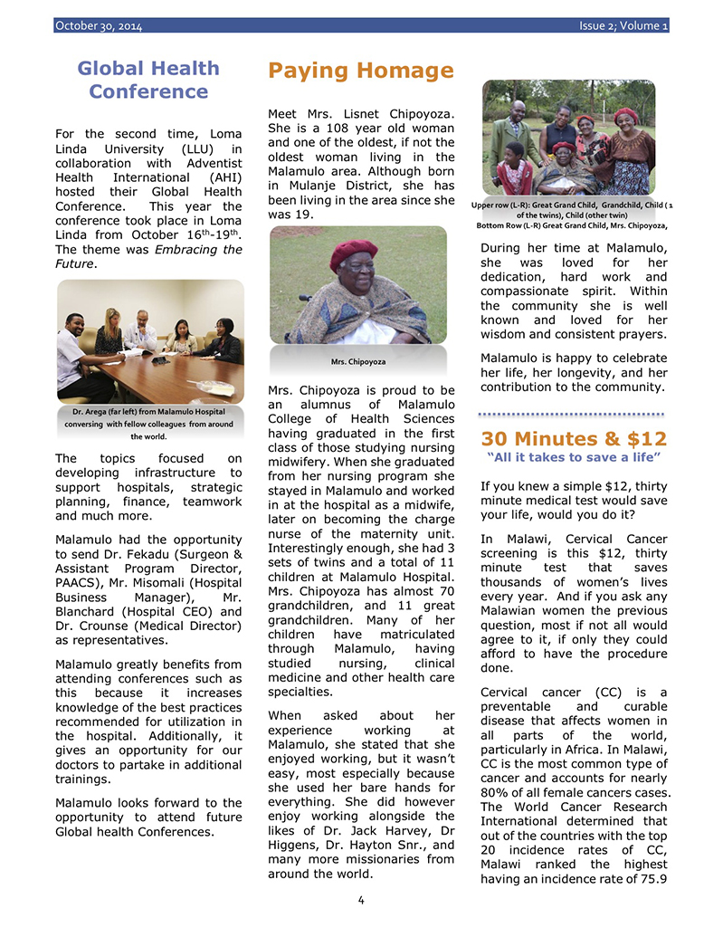 Malamulo Hospital Quarterly Newsletter p4