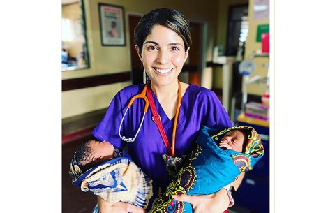 Nurse with twin babies