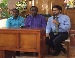 (L-R) Dr. Telfort, Jonathan Auguste (Translator), & Dr. Alex Coutsoumpos